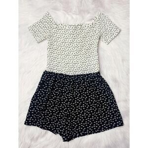 Black and White Romper Geometric Pattern